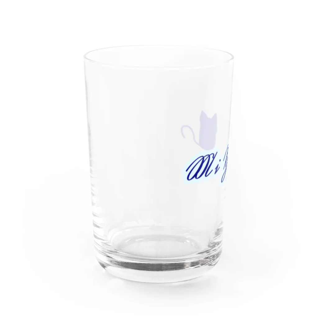MIYA♡Harley-Davidson FXST2020の青ロゴ 猫シルエット Water Glass :left