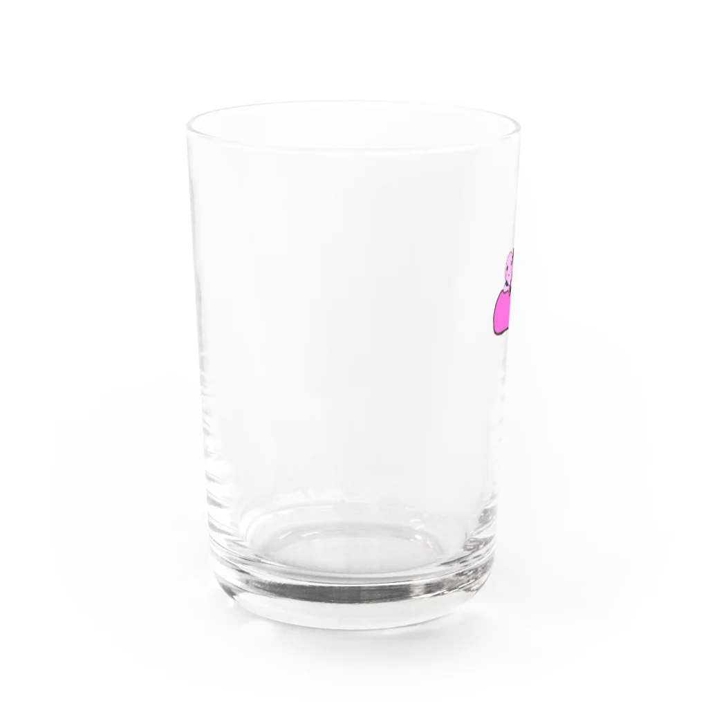 時計塔のヘッドホンかめくん　ピンク Water Glass :left