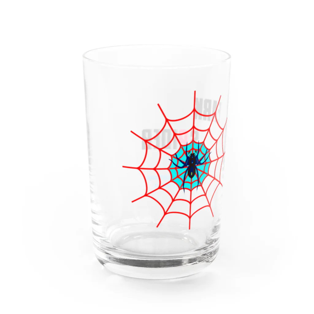 あらしまやメダカ公式グッズのあらしまやメダカ公式BEARK　SPIDERグッズ（白） グラス左面