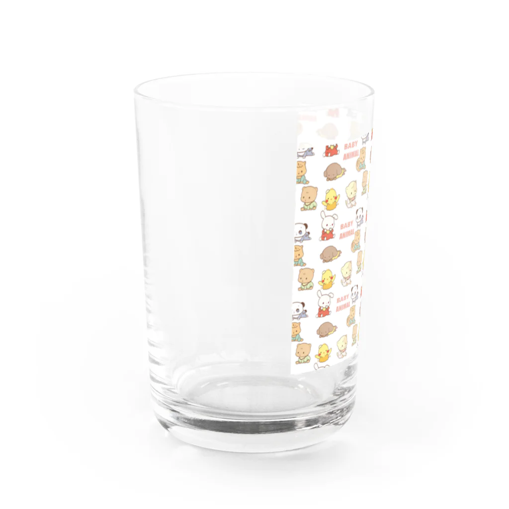 Ennuiのあにまる赤ちゃんアニマルプリント（白） Water Glass :left