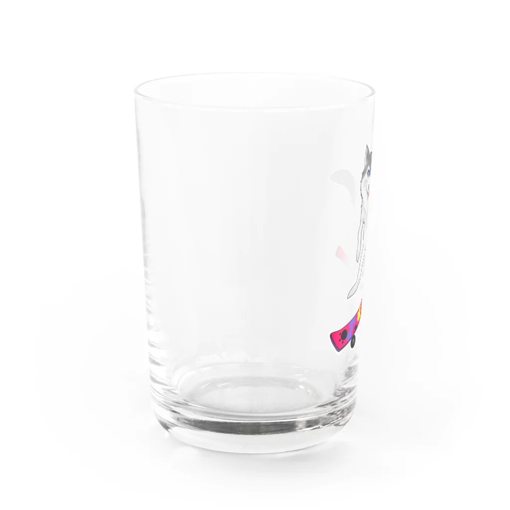 P_aquaのスケボーウルフ Water Glass :left