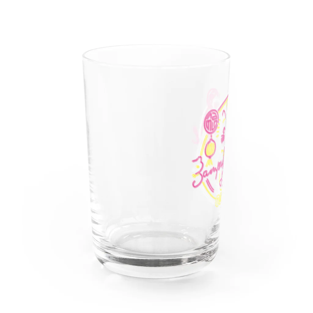 万福遐福商店の猫ちゃんロゴシリーズ Water Glass :left