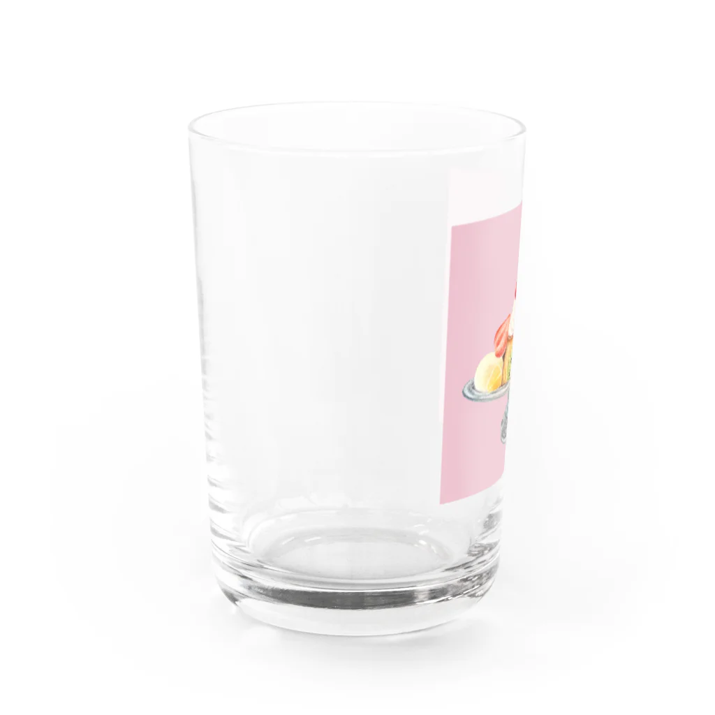 のぐちさきのプリンアラモード(pink) Water Glass :left