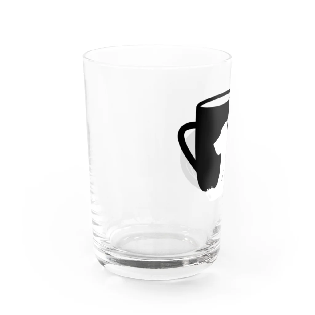 音楽喫茶そぽしなのカップ＆シロクマ＆レコード(モノクロ） Water Glass :left