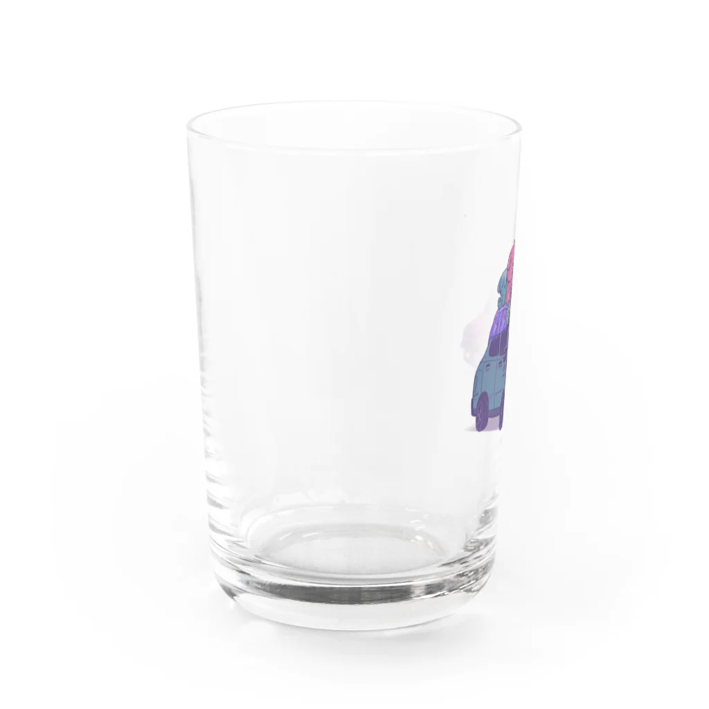 naty's doodlesのくまちゃんonカー Water Glass :left