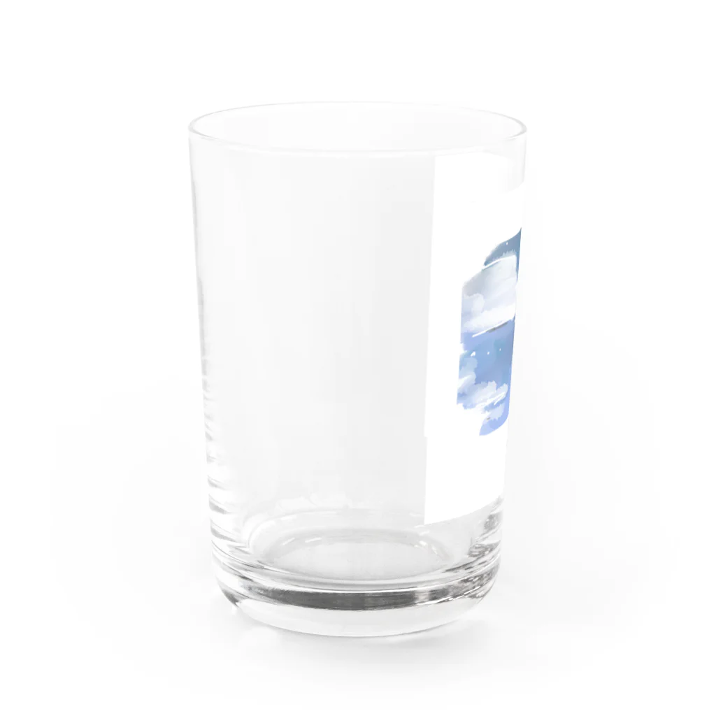 【シマエナガグッズ】ちくわファクトリーの夜空　ふわふわ Water Glass :left