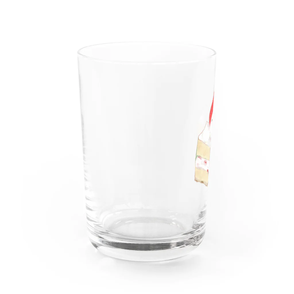 【シマエナガグッズ】ちくわファクトリーのシマエナガ ショートケーキ たぶん Water Glass :left