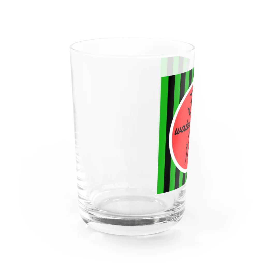 くまくま農園の西瓜カットロゴ大玉 Water Glass :left