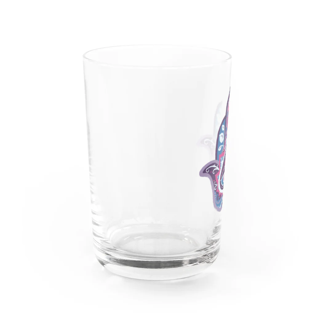 IZANAMI by Akane Yabushitaの誕生石色✋ハムサの手（2月・アメジスト） Water Glass :left