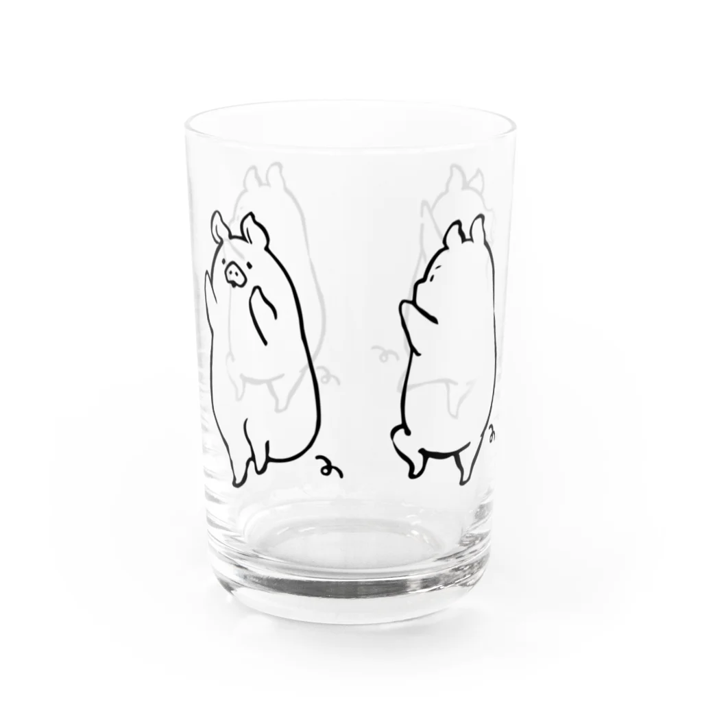 前髪ぱっつん◆SUZURI店の踊る豚 Water Glass :left