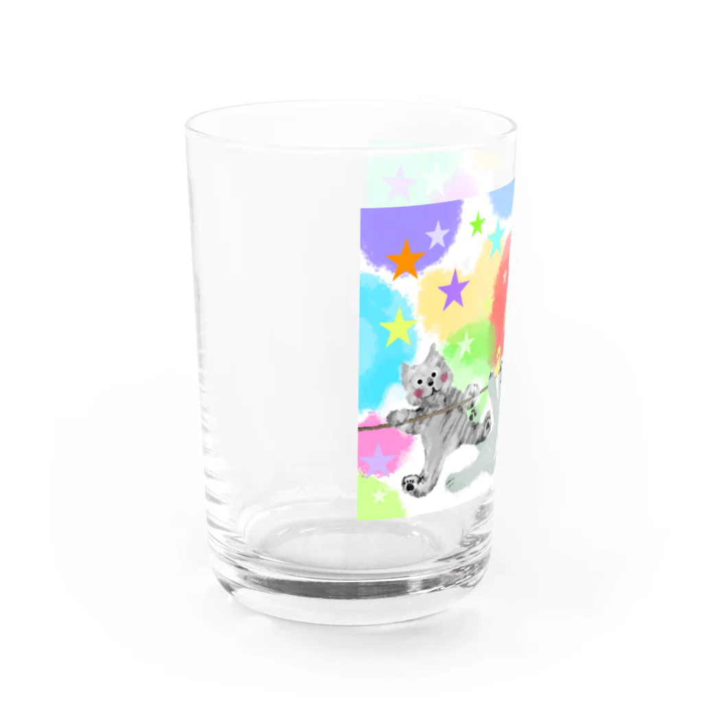 🤍一ノ瀬 彩 🐇⸒⸒ suzuri支店🤍のゆめかわアニマル:星【犬猫鳥兎】 Water Glass :left