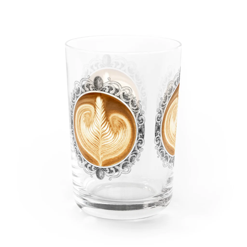 Prism coffee beanの【Lady's sweet coffee】ラテアート エレガンスリーフ ～2杯目～ Water Glass :left