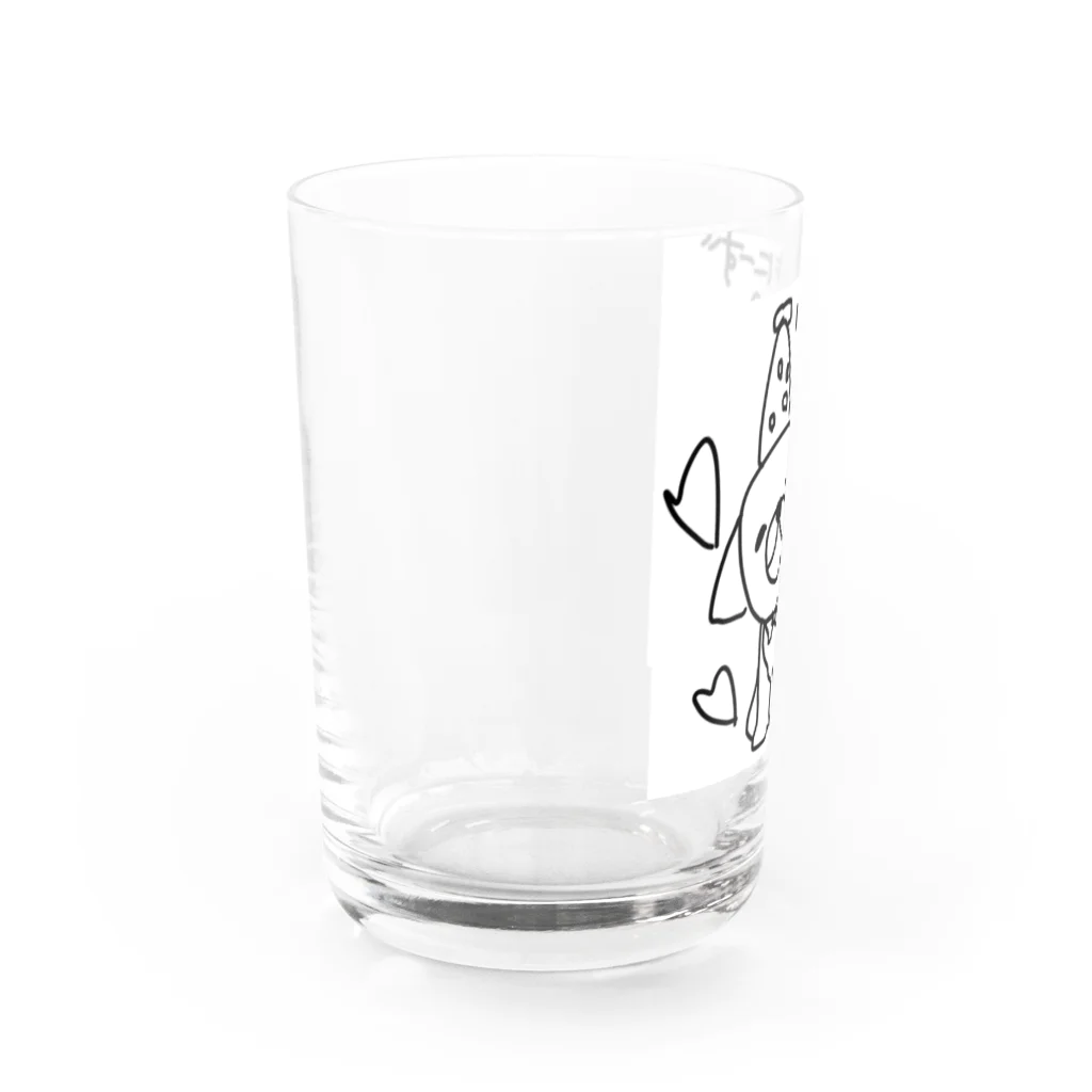 ペコりんショップのハートがたくさん、とんがり帽子のペキニーズさん Water Glass :left