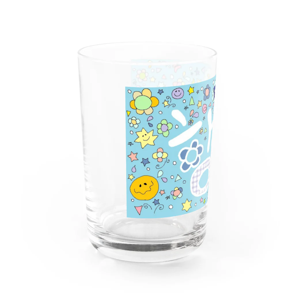 설레다상점♡🐶の幸せ 행복해🌻💕ブルーグレー Water Glass :left