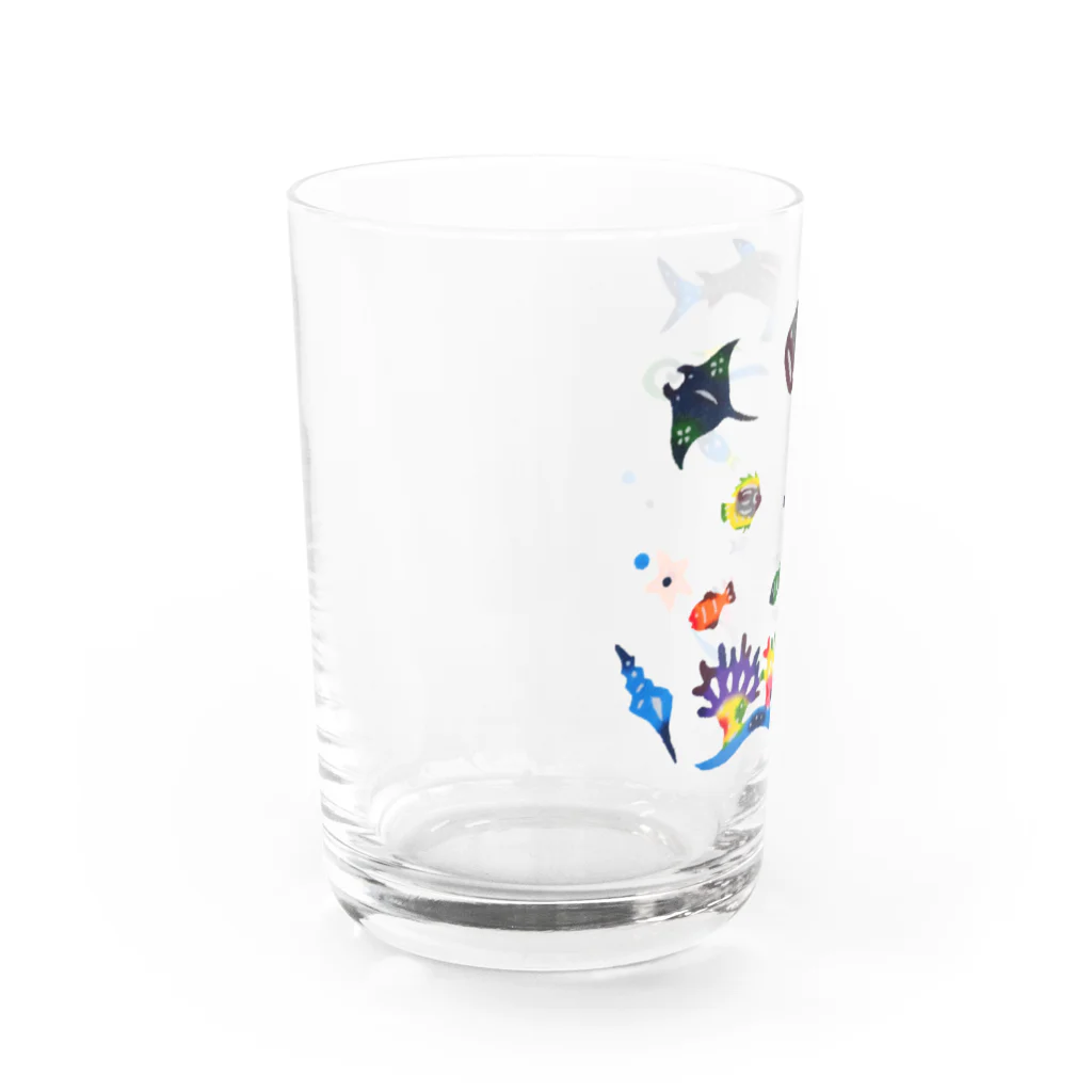 紅型キジムナー工房・コトリンチュのジンベエザメとマンタ Water Glass :left