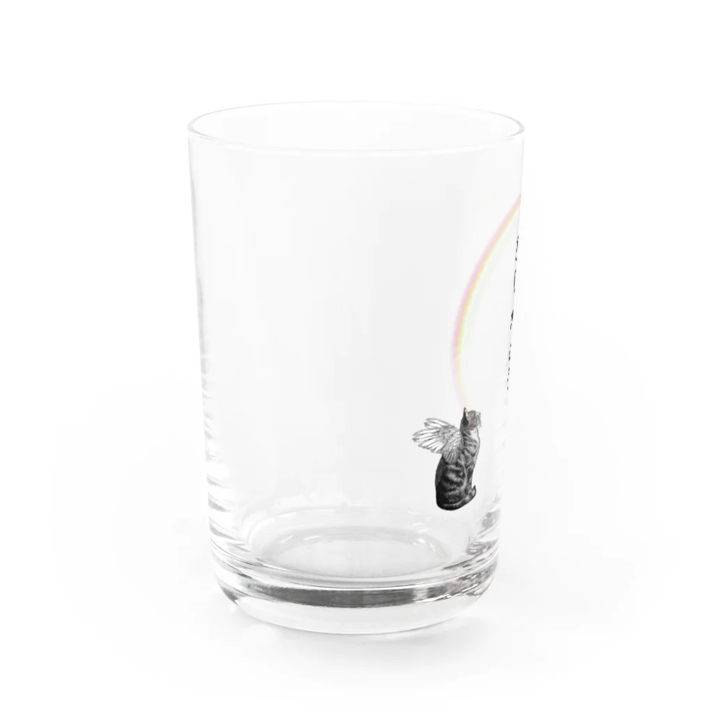 海賊猫 cocoの愛猫♱虹の橋♱ねこてんし① ペットロス Water Glass :left