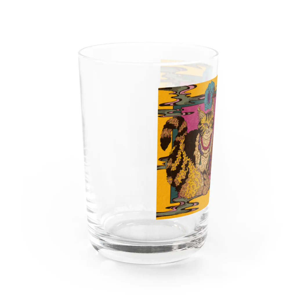 ねこのLAPHCONESSの阿吽の狛猫ラフ子とヴーリン Water Glass :left