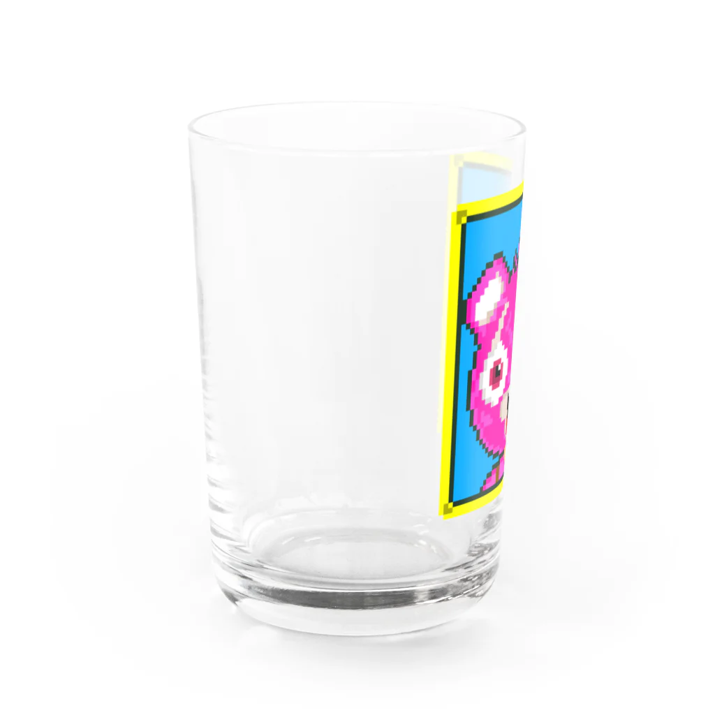 Cartoon☆style☆Fortniteのピンクのくまちゃんドット絵 Water Glass :left