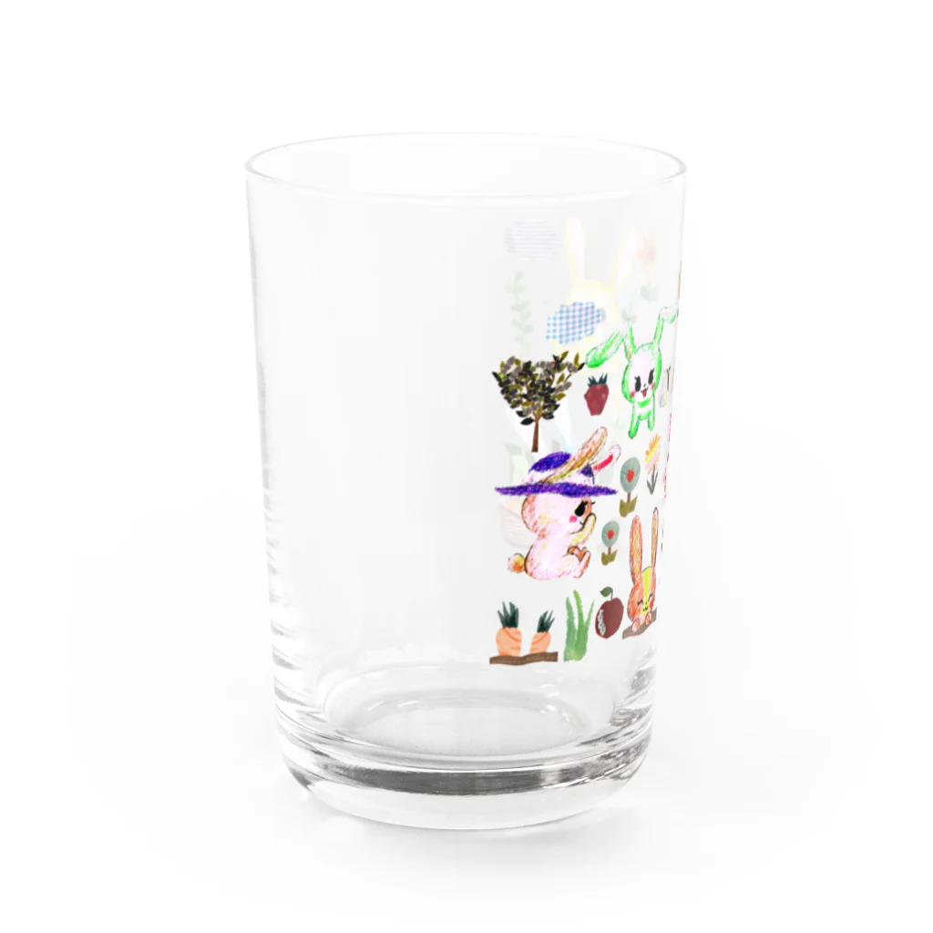 コラージュイラスト作家なおちるのうさぎの畑模様 Water Glass :left