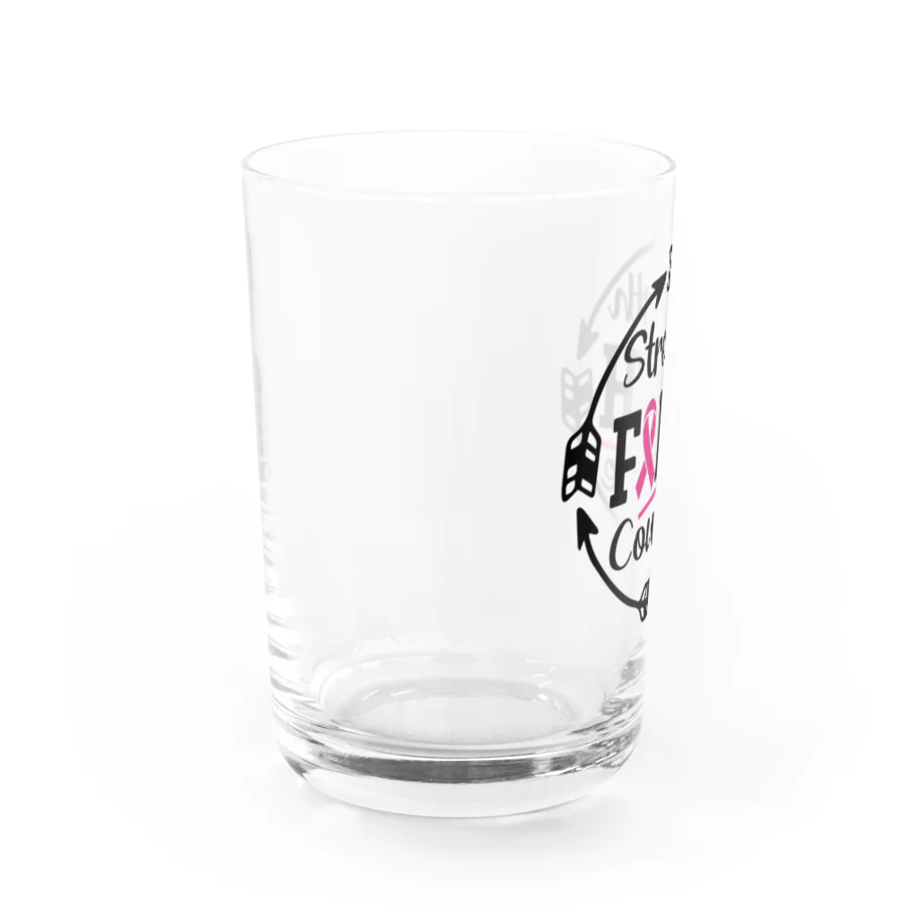 Fred HorstmanのBreast Cancer Strength, Faith, Courage  乳がん, 強さ、信仰、勇気 Water Glass :left
