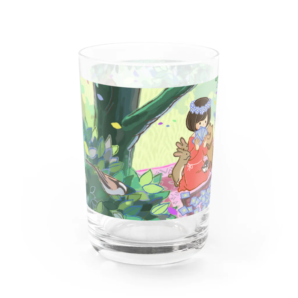 イケガメ シノのトランプするふたりと動物達 Water Glass :left