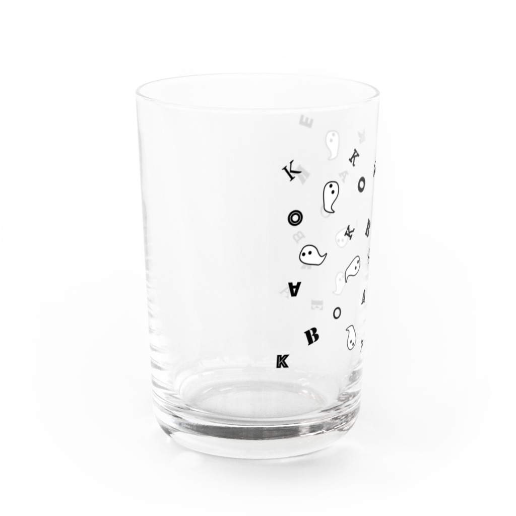 ヨープキャンが気になったのおばけ（名前はまだない） パターン ブラック Water Glass :left