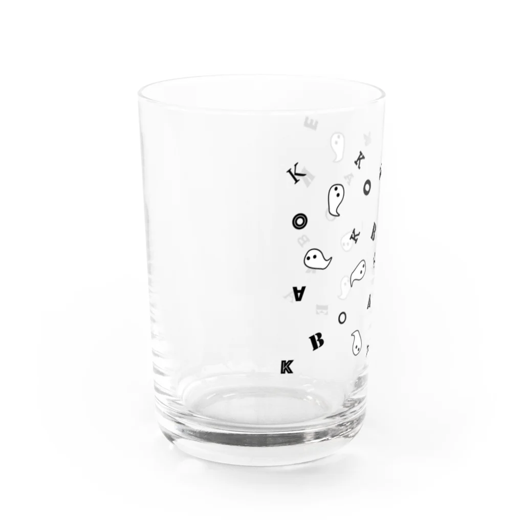 ヨープキャンが気になったのおばけ（名前はまだない） パターン ブラック Water Glass :left