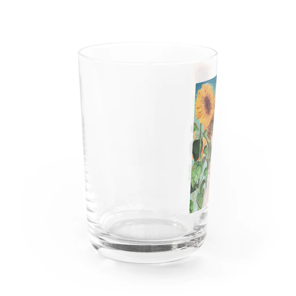 そると。の店の青空の向日葵ちゃん Water Glass :left