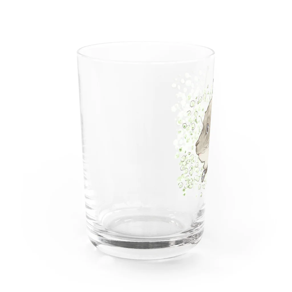 MessyChanの4月の誕生花と猫 Water Glass :left