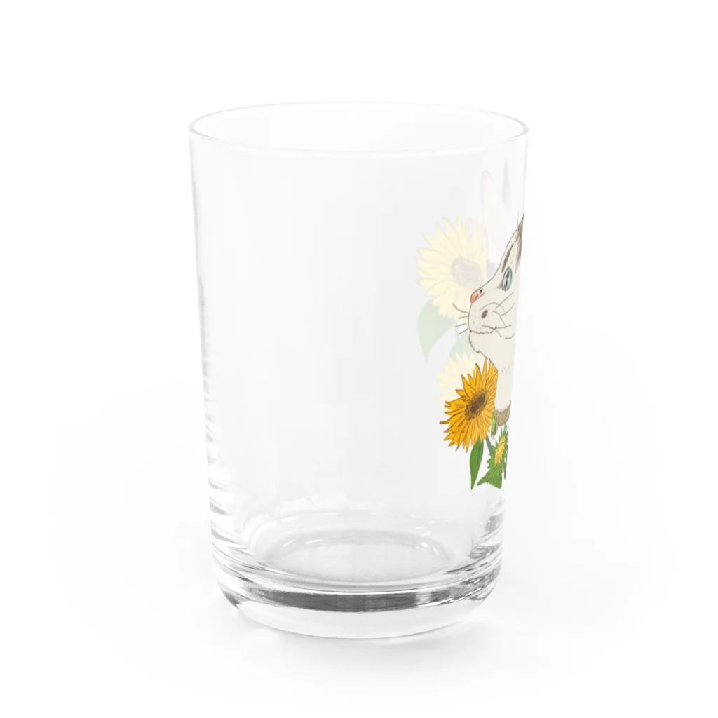 MessyChanの8月の誕生花と猫 Water Glass :left