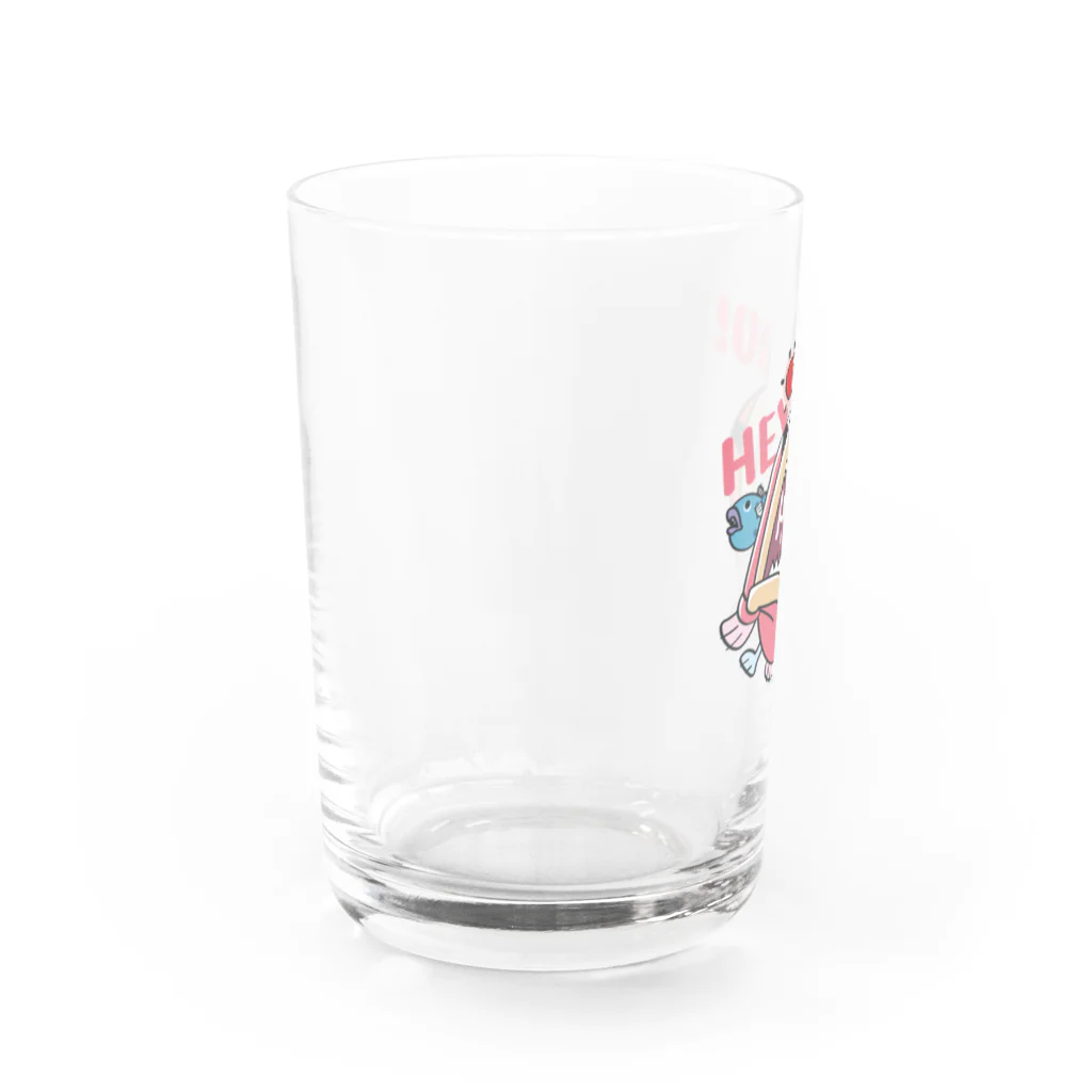 イラスト MONYAAT のワンポイント HEY YOU!*釣れたかもA Water Glass :left