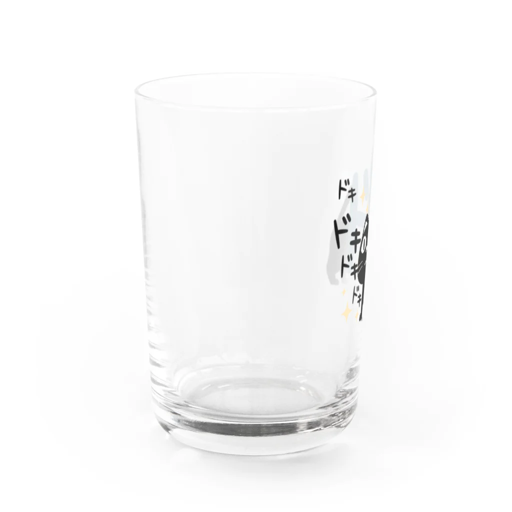 イラスト MONYAAT のワンポイント やみねこ ろっぽはドキドキB Water Glass :left