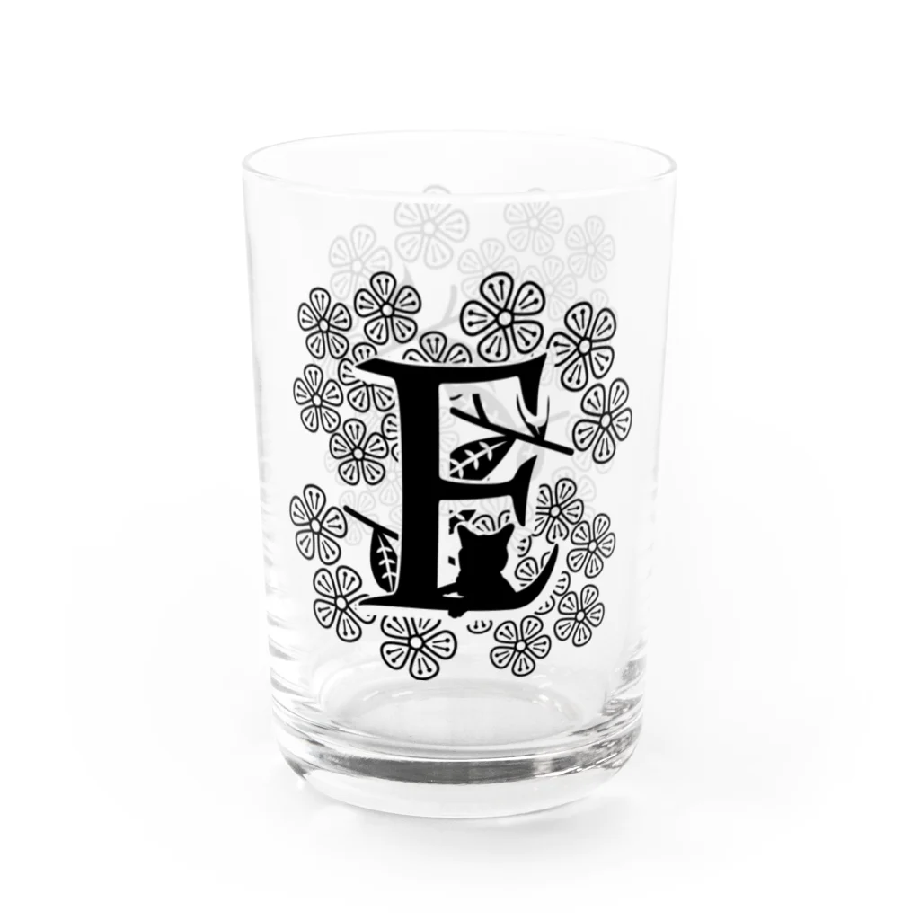 レトロネコ雑貨 華鳥風月のレトロネコ　グラス　イニシャル E Water Glass :left