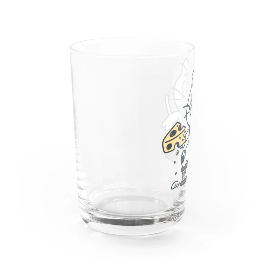 イラスト MONYAAT のねことネズミと例のチーズB Water Glass :left
