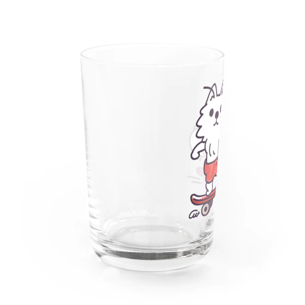 イラスト MONYAAT の赤ぱんポメラのスケボー Water Glass :left