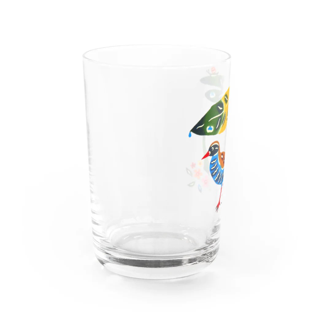 紅型キジムナー工房・コトリンチュの紅型柄ヤンバルクイナ Water Glass :left