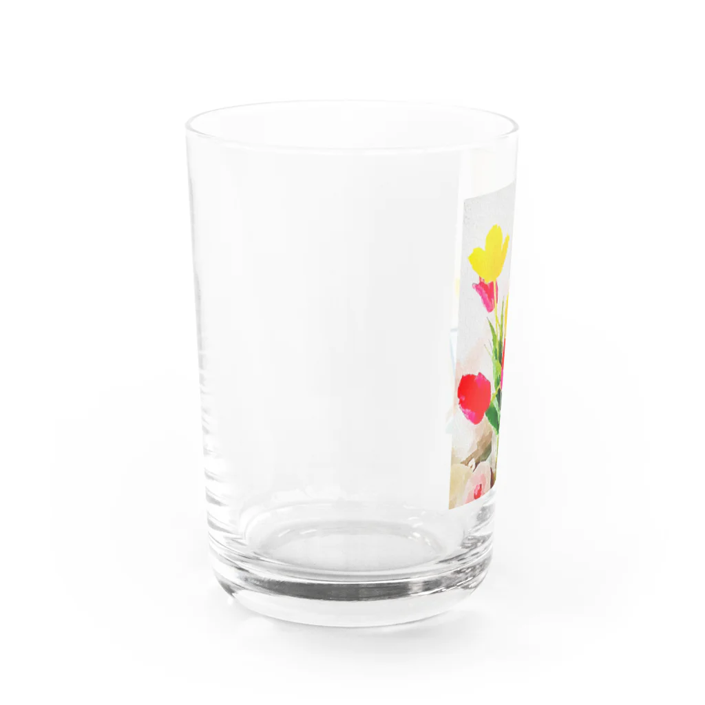 Hanamusubi001の水彩画風チュウリップ Water Glass :left