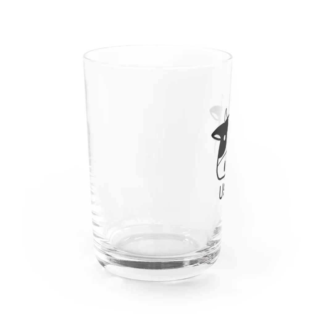 MrKShirtsのUshi (牛) 黒デザイン Water Glass :left