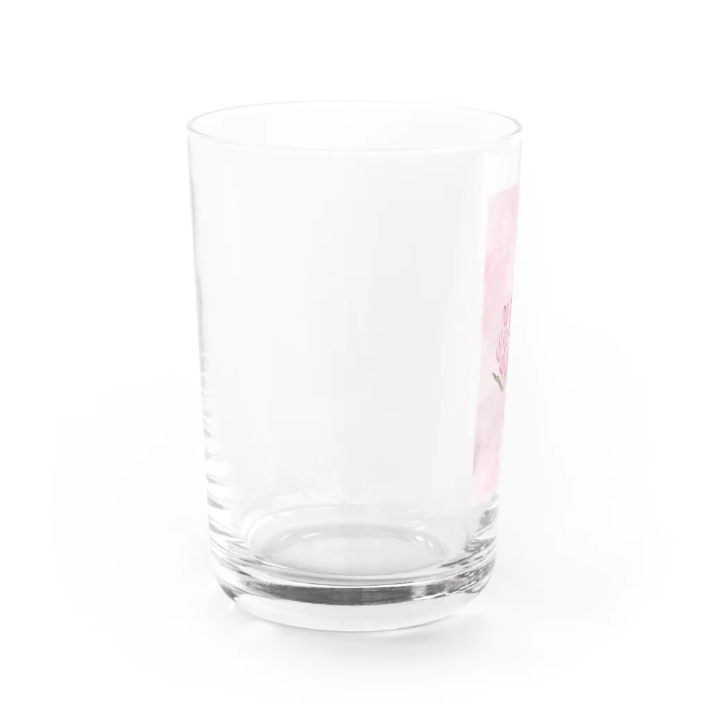 R’sのピンクのチューリップ Water Glass :left