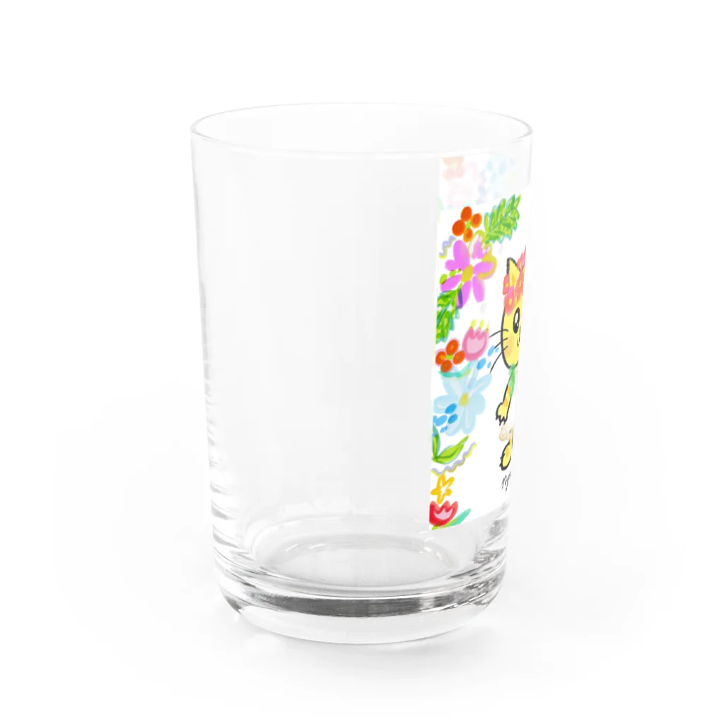 にゃんぴーのお花のうるにゃん（ぜんしん） Water Glass :left