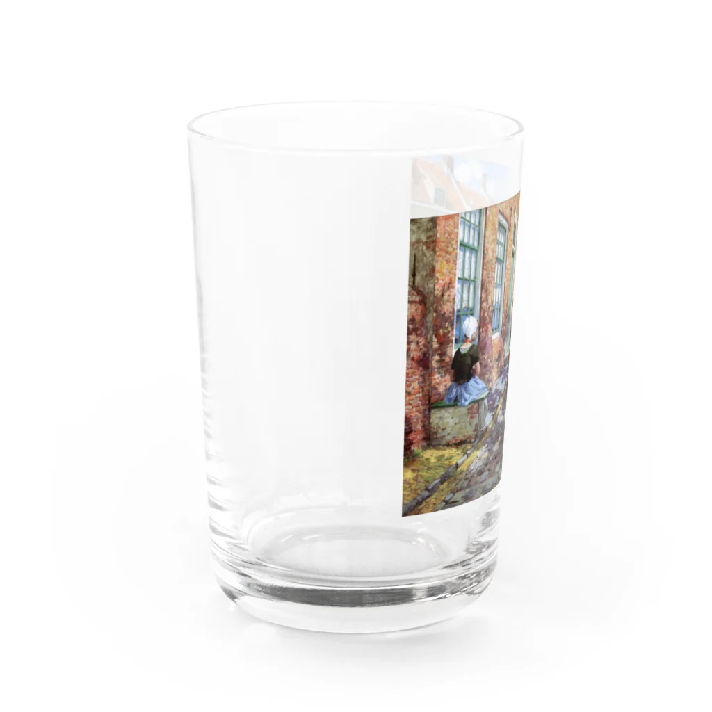 世界の絵画アートグッズのジョージ・ヒッチコック《オランダのフラワーガール》 Water Glass :left