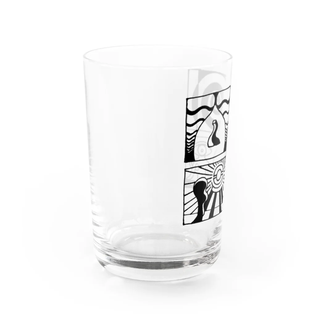 太陽の眼の太陽の眼 文字絵(黒/前面) Water Glass :left