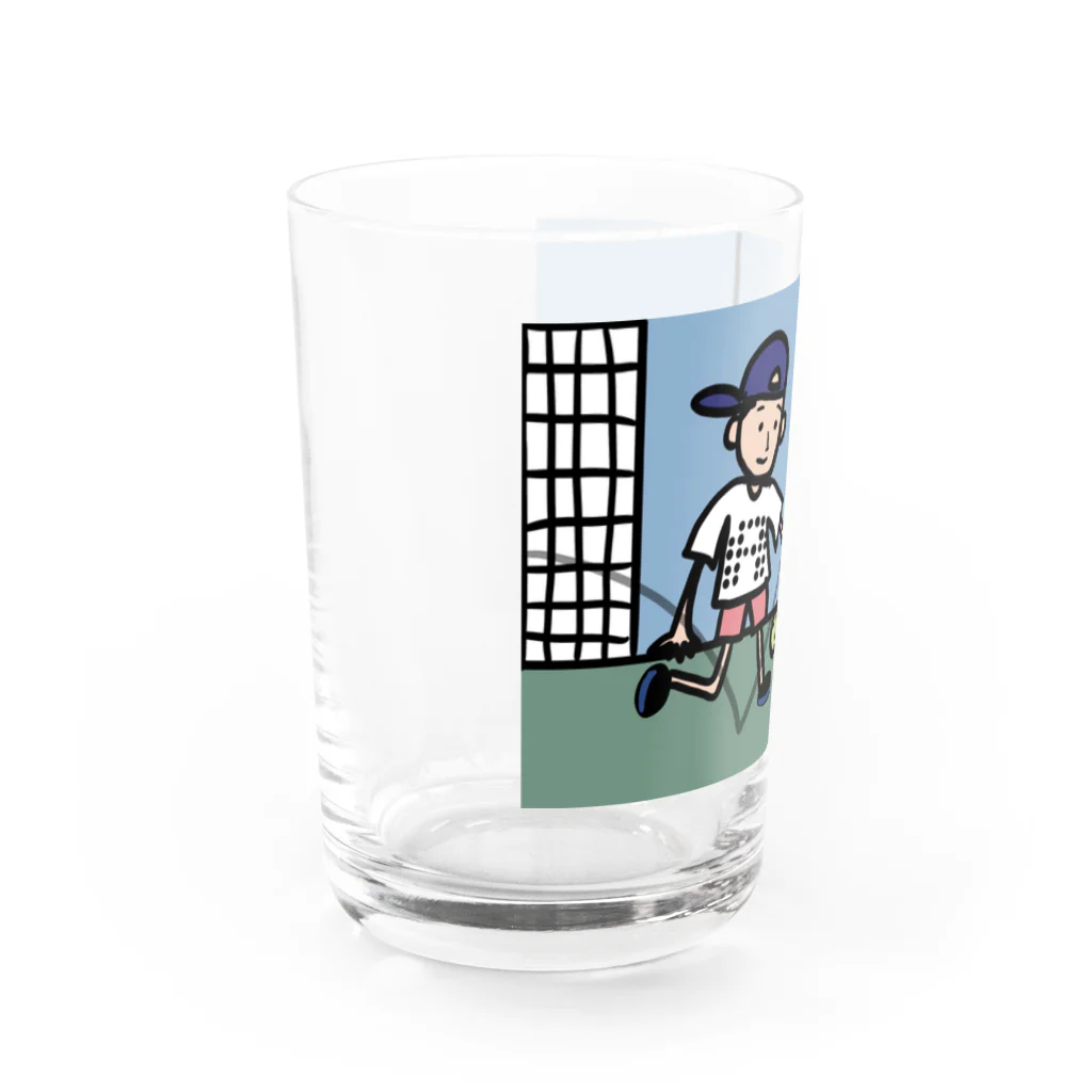 たむ小パデル部のパデル部あき画伯レボテ黒ロゴバージョン Water Glass :left