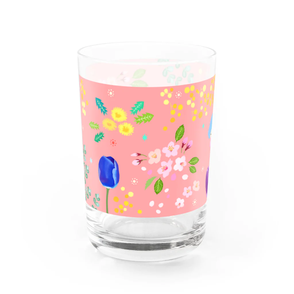ishimorinacoの春の花とヤスミちゃん(ピンク) Water Glass :left