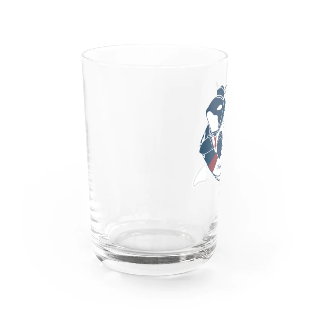 まつおるかグッズのうきわにハマったマリン風シャチ(トリコロール) Water Glass :left