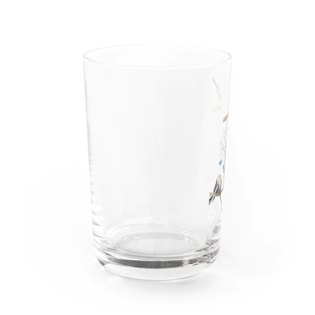 デザイン堂しまえながの恋するシマエナガ(ブルー) Water Glass :left