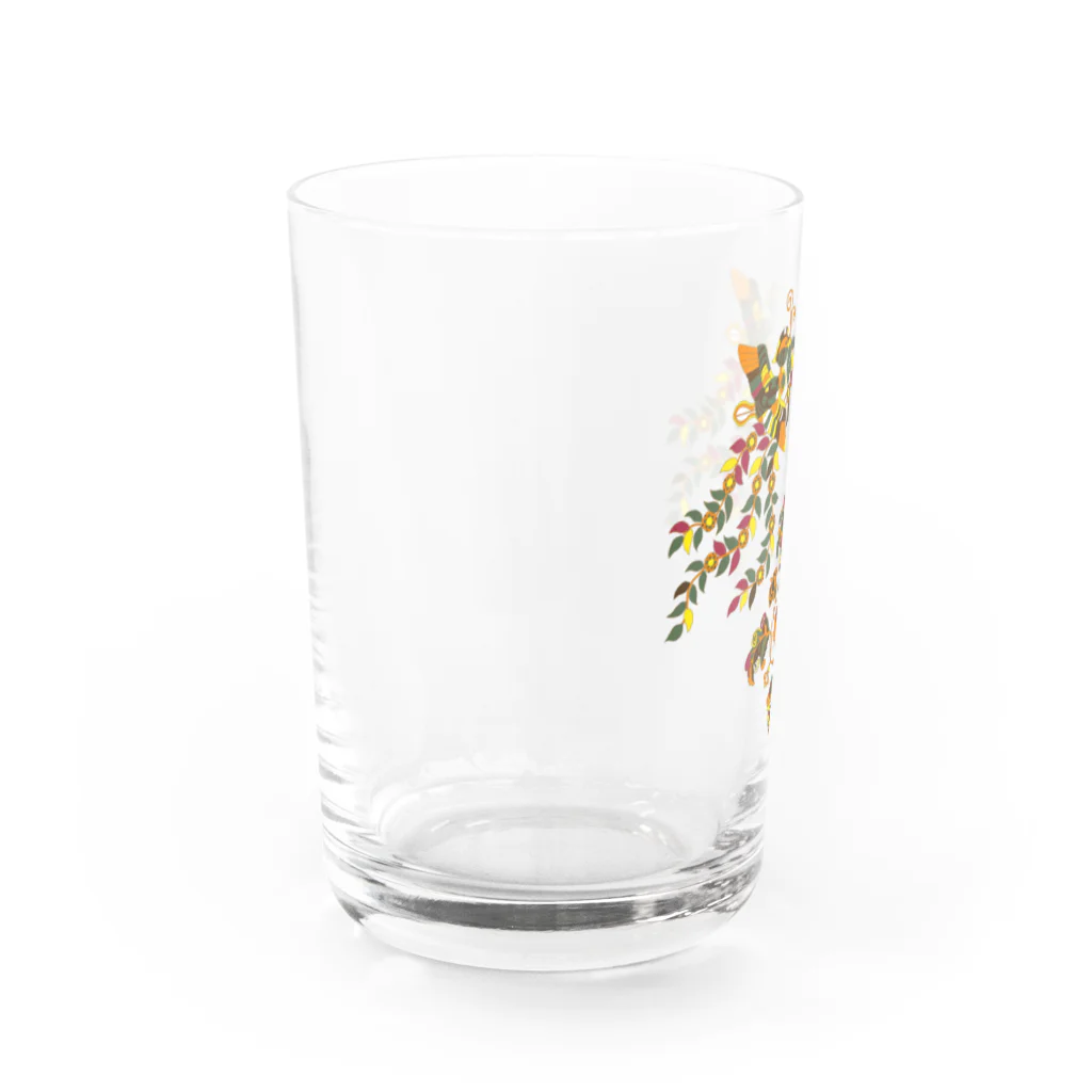 麻の【正倉院】花喰鳥文様 Water Glass :left