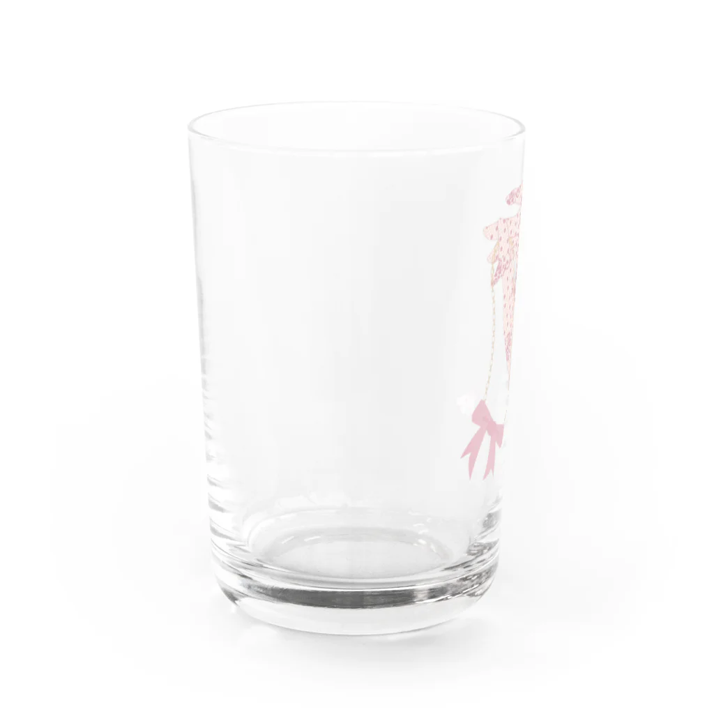 hyu-ge（イラスト）のグローブ　pink Water Glass :left