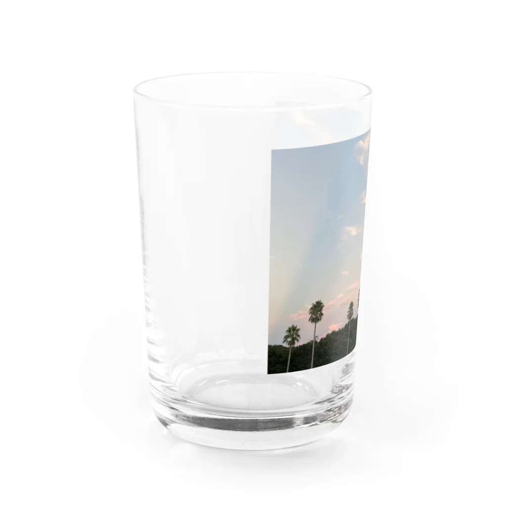 Cielの夕暮れ空とヤシの木 Water Glass :left