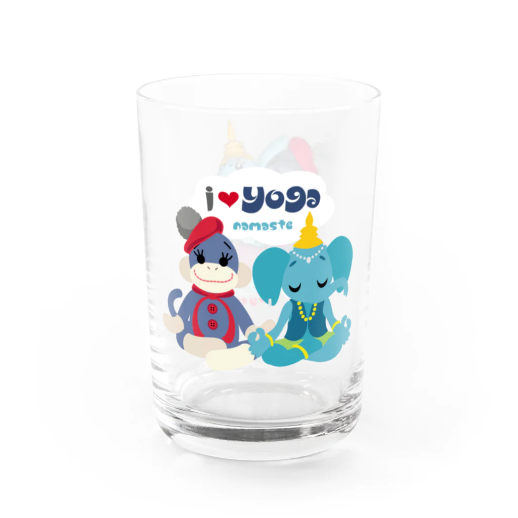 FOXY COLORSのソックモンキー＆ガネゾー I LOVE YOGA Water Glass :left